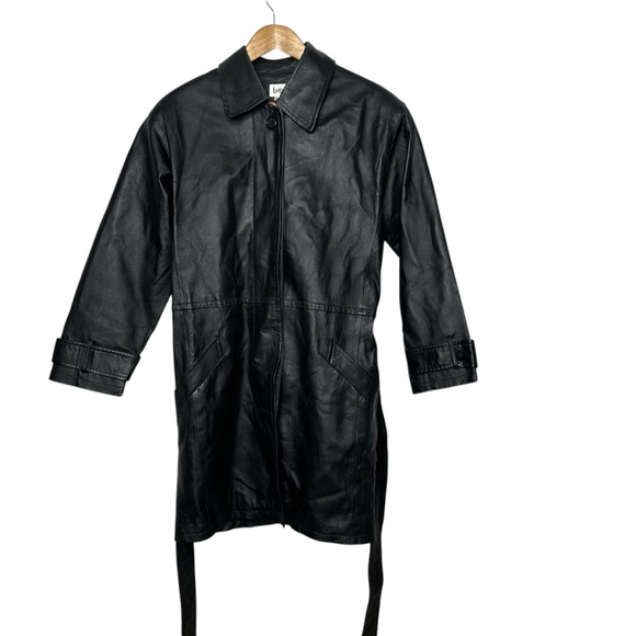 Bagatelle Vintage Y2K Women's Black Leather longline  Jacket Size 10 - Picture 2 of 12